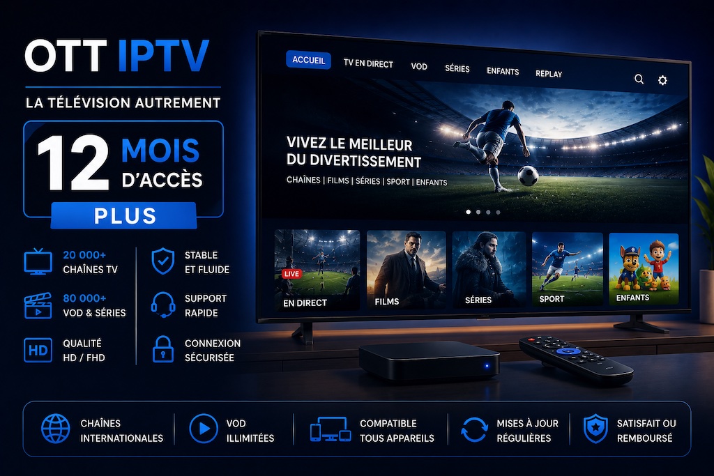 Abonnement OTT IPTV de 12 mois « Plus »