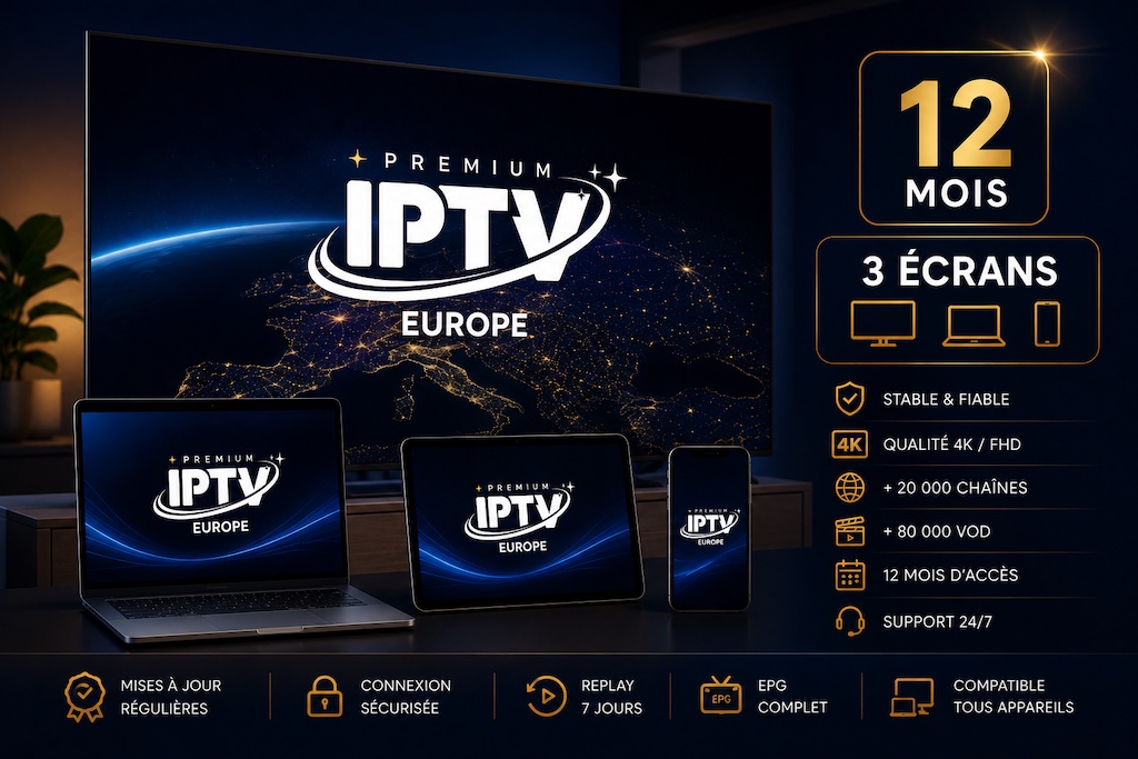 Abonnement IPTV 3 écrans - 12 mois - Premium OTT