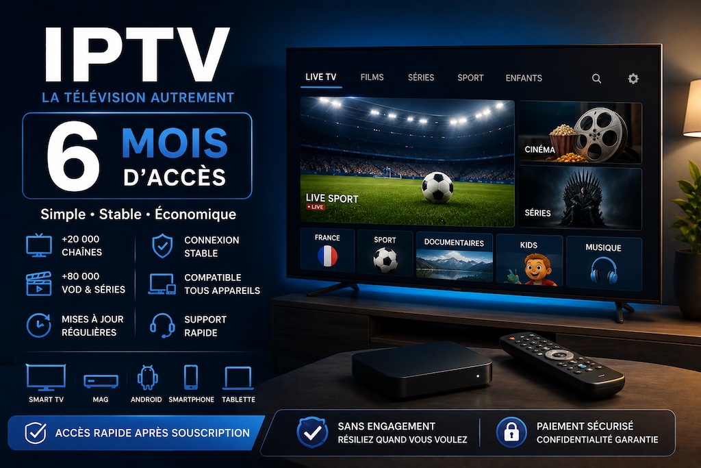 Abonnement OTT IPTV de 6 mois