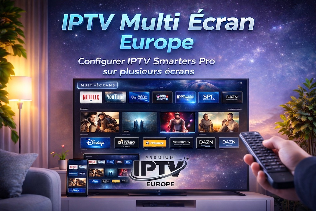 Configuration IPTV multi écran Europe avec IPTV Smarters Pro sur TV, smartphone et tablette – IPTV Premium Europe